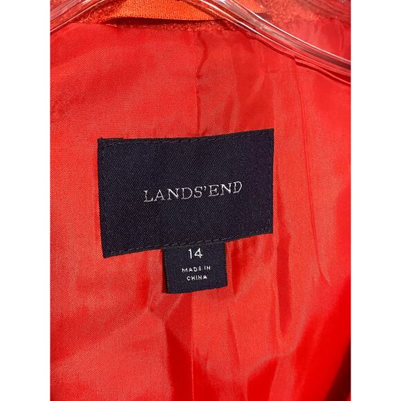 Lands End Jacket Orange Boiled Wool Rayon Blend Three Button Womens 14 Lined - Picture 4 of 9